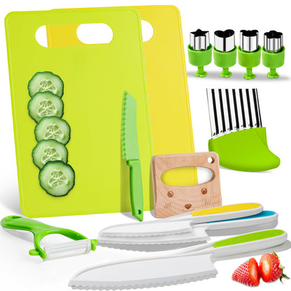 Olanrun Kids Safe Knife Set for Real Cooking, 13pc Montessori Kitchen Tools for Toddlers, Educational Learning Toys Ages 3–12, BPA-Free, Dishwasher-Safe, Christmas, Birthday, Stocking Stuffer Gifts 🍁 All In One Marketplace Canada