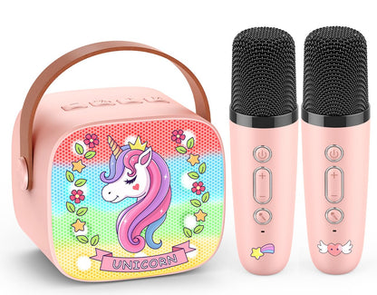 Mini Karaoke Machine for Kids, Exssary 3 4 5 6 7 8-12 Year Old Girl Gifts Portable Bluetooth Speaker with 2 Wireless Microphone Unicorn Toys Christmas Birthday Gifts for Girls Kids Teens (Pink) 🍁 All In One Marketplace Canada