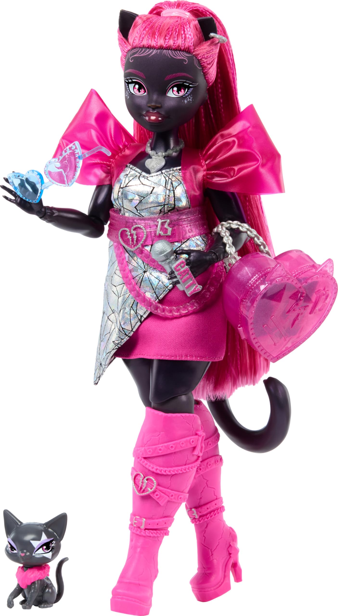 Monster High Catty Noir Doll with Pet Cat Amulette and Accessories Like Backpack, Music Book, Microphone and More 🍁 All In One Marketplace Canada