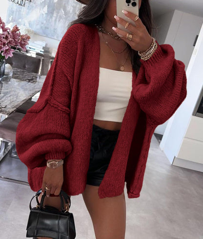PRETTYGARDEN Womens Open Front Oversized Cardigan Sweaters Wine Red 🍁 All In One Marketplace Canada