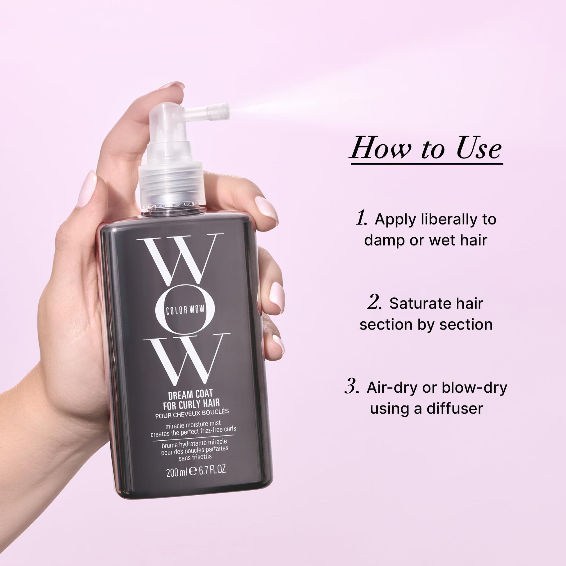COLOR WOW Dream Coat for Curly Hair - Frizz-Free Curls Made Easy | Moisture-Boosting Spray, Curl-Enhancing Formula, Frizz-Fighting Power, 6.7 fl. oz - Available at All In One Marketplace Canada