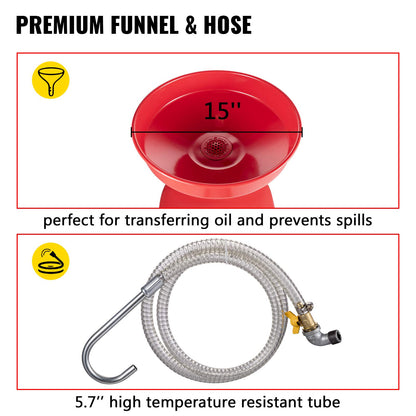 VEVOR Waste Oil Drain Tank 20 Gallon Portable Oil Drain Air Operated Drainer Oil Change, Oil Drain Container, Fluid Fuel Transfer Drainage Adjustable Funnel Height, with Wheel For Easy Oil Removal VEVOR