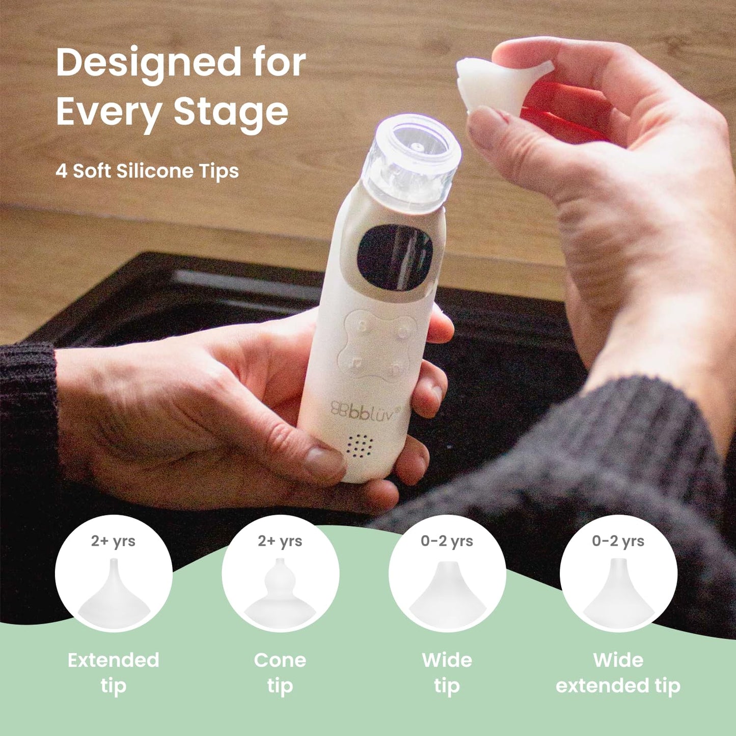 bblüv Rinö Pro Battery Operated Baby Nasal Aspirator with 5 Suction Levels bblüv