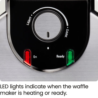 Chefman Rotating Belgian Waffle Maker, 180° Flip Iron w/ Non-Stick Plates, Adjustable Timer, Locking Lid, & Drip Plate, Space Saving Storage, Mess-Free Breakfast, Stainless Steel/Black - Available at All In One Marketplace Canada