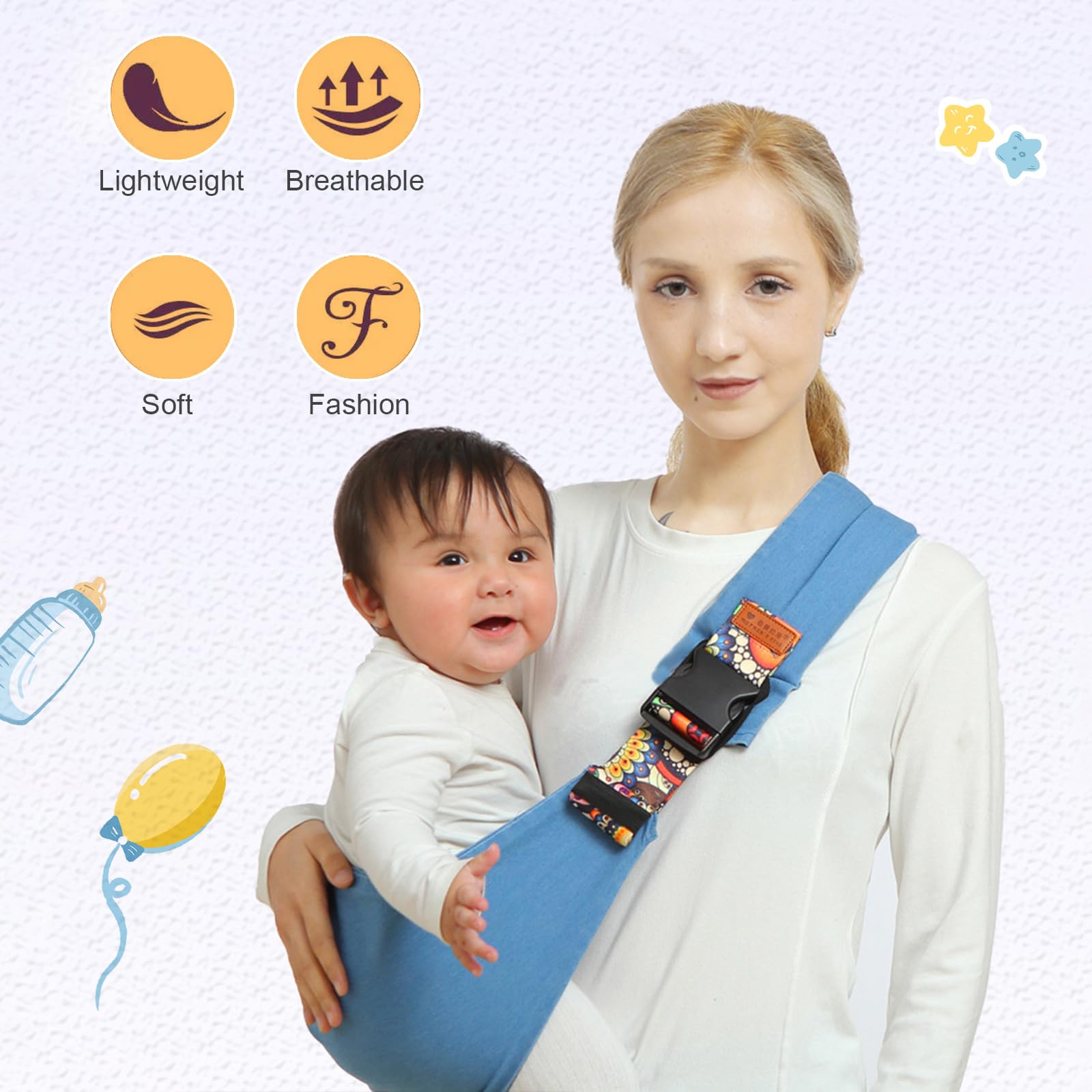 Baby Sling Carrier,2026 New Baby Carrier, Adjustable Baby Sling, Anti-Slip Hip Seat Portable Toddler Carrier,Carrying 10-30 lbs(Black)