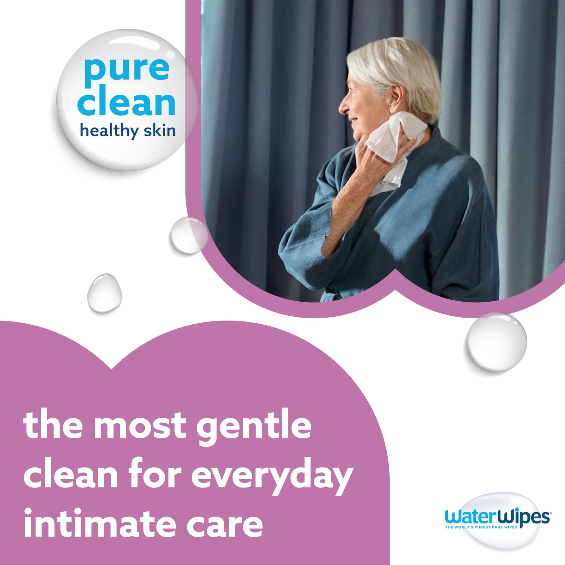 WaterWipes Sensitive+ Body & Intimate Wipes, 3-In-1 Cleans, Cares, Protects, 99.9% Water, Unscented & Hypoallergenic Hygiene Wet Wipes, Adult Care, 90 Wipes (3 Packs) WaterWipes