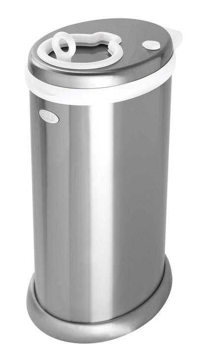 Ubbi Limited Edition, Money Saving, No Special Bag Required, Steel Odor Locking Diaper Pail, Chrome, 3.18 ounces Ubbi