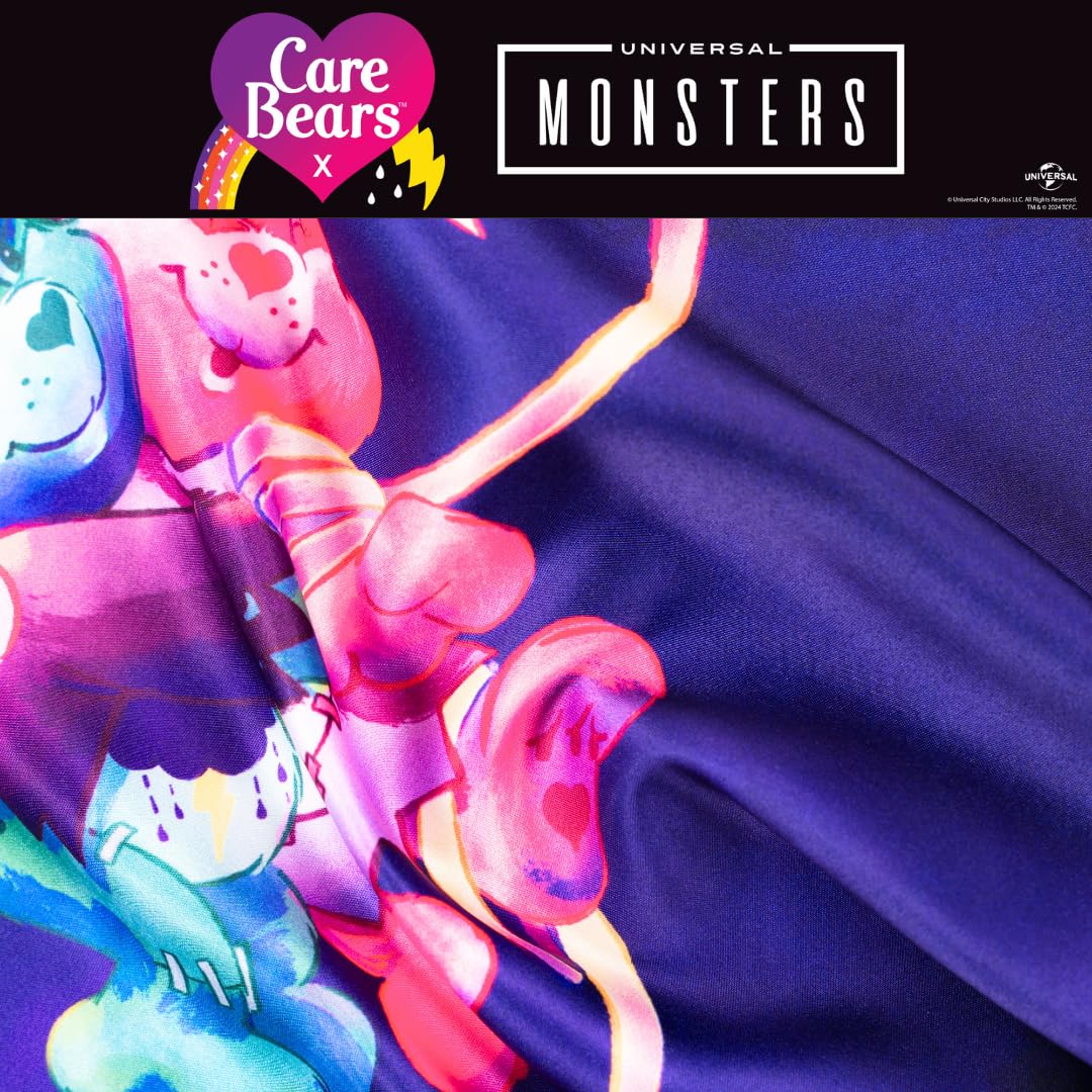 Care Bears x Universal Monsters Housse de Coussin Réversible en Satin Soyeux 50x75 cm pour Cheveux et Peau, Halloween (Produit sous Licence Officielle) par Franco Collectibles