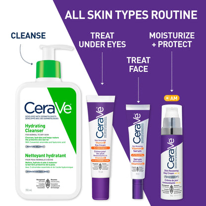 CeraVe Skin Renewing Vitamin C Eye Cream for Dark Circles & Fine Lines with 5% Pure Vitamin C, Hyaluronic Acid, & Caffeine, Hydrating & Brightening Anti-Aging Eye Treatment, Fragrance-Free, 15mL - Available at All In One Marketplace Canada