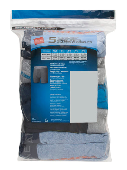 Hanes boys 5 Pack Breathable Boxer Briefs, Assorted, Medium US