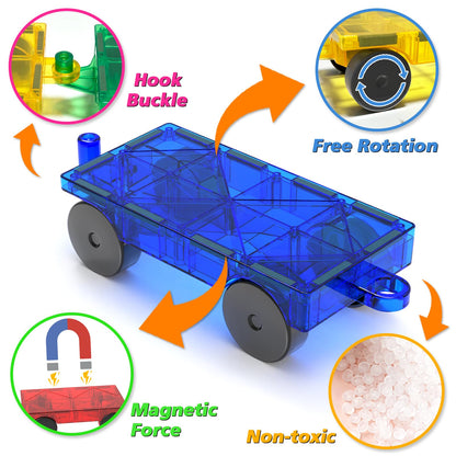 Feoxialy Magnetic Tiles Cars 4 PCS Magnet Tiles Set Construction Kids Toys 🍁 All In One Marketplace Canada