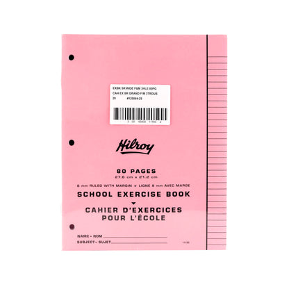 Hilroy Stitched Exercise Book, 8 mm Ruled with Margin, 3-Hole Punched, 80 Pages/40 Sheets, 20-Pack, Assorted Colour Covers (11185)