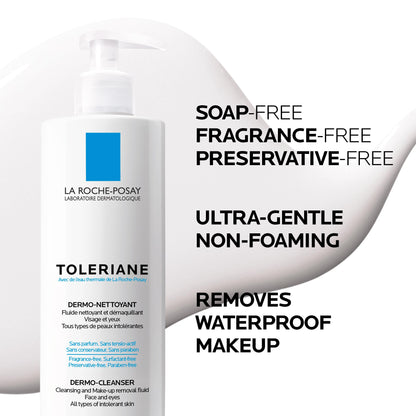 La Roche Posay Face Wash, Toleriane Dermo Cleanser, Formulated with Glycerin to Calm Irritated Skin, Gently Cleanses & Removes Makeup. Suitable for Sensitive Skin. Dermatologist Recommended, 400mL - Available at All In One Marketplace Canada
