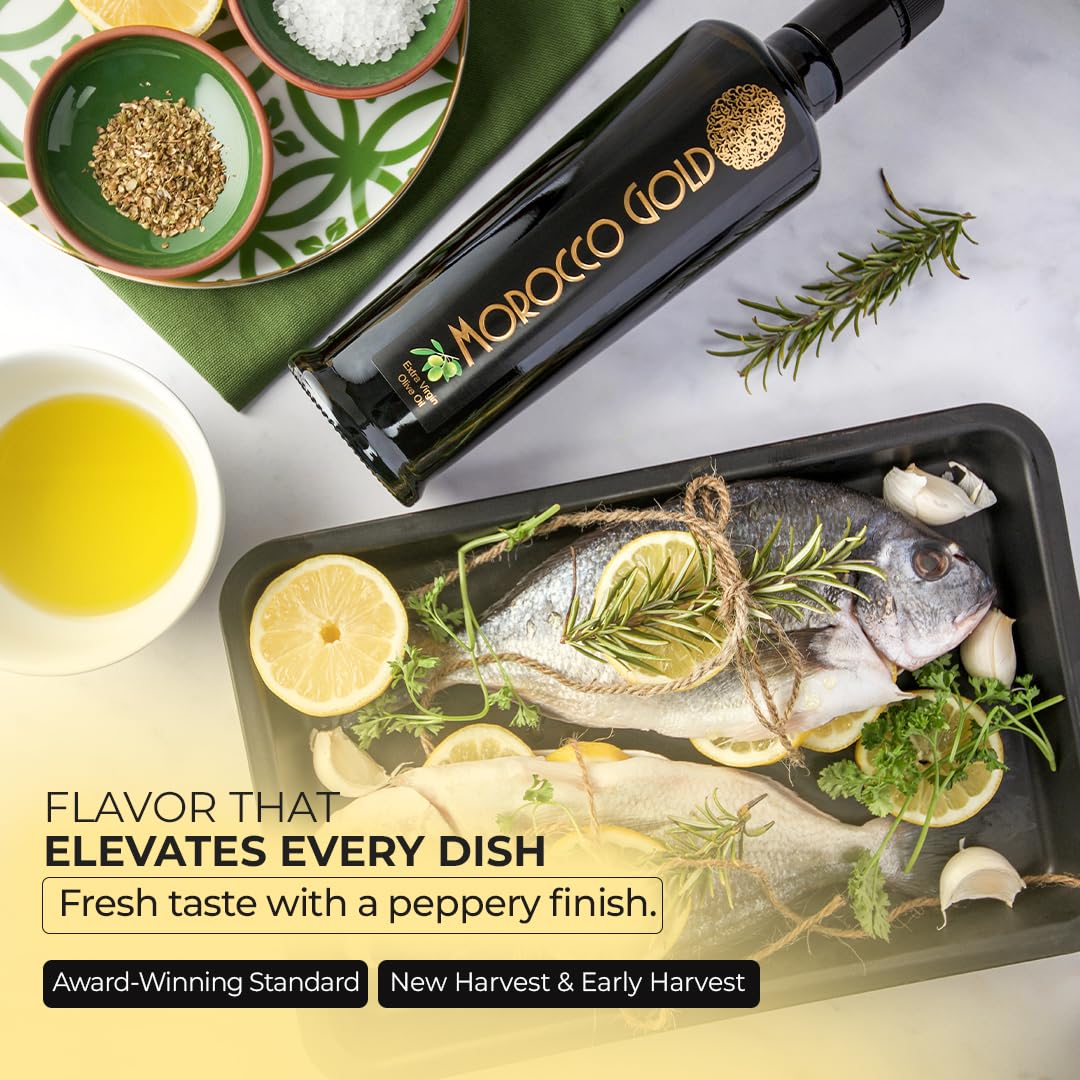 Morocco Gold Early Harvest Extra Virgin Olive Oil – Cold Pressed, 652mg/kg Polyphenols, 500ml