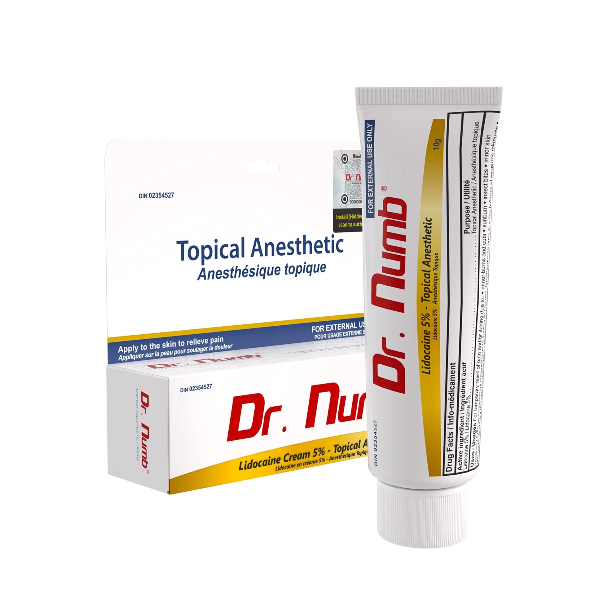 Dr. Numb Tattoo Numbing Cream 5% Lidocaine Topical Anesthetic Fast-Acting Pain Relief Cream for Tattoos, Piercing, Microblading, Microneedling, Waxing - Hemorrhoid Relief - 10 g - Available at All In One Marketplace Canada