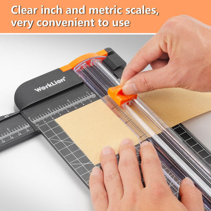 WORKLION Paper Cutter - A4 Paper Craft Cutter with Security Blade for Cut Gift Card, Coupon, Label, Cardstock, Photo, 12 inch Black Office Paper Trimmer