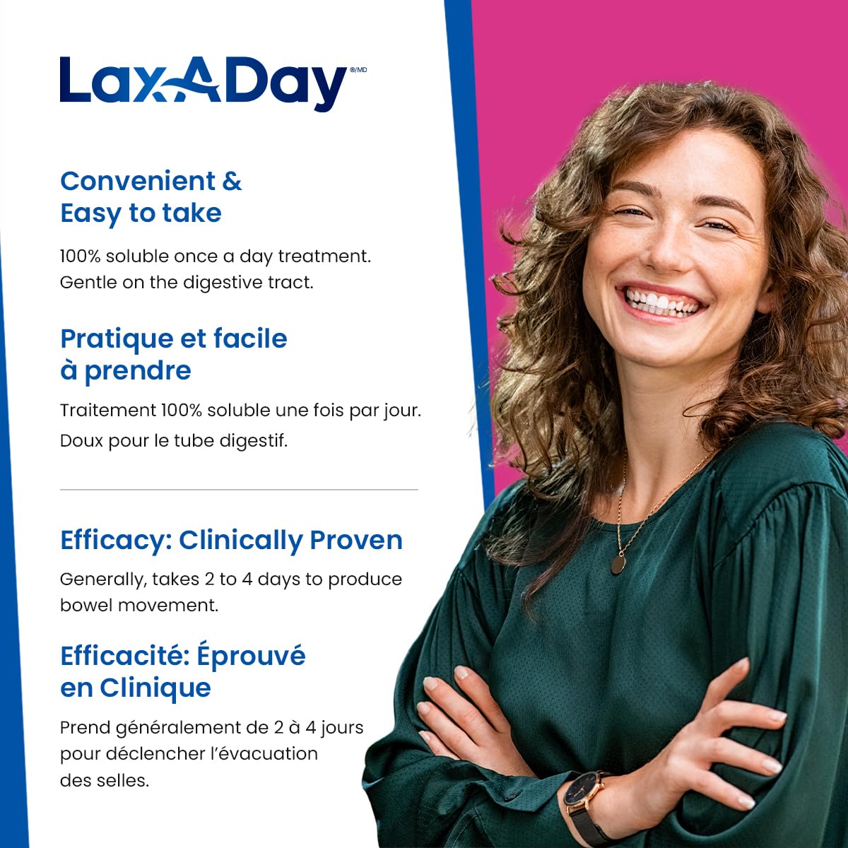 LAX-A-Day Powder Laxative - No Taste, No Grit, No Sugar - Clinically Proven Relief of Occasional Constipation (60 Doses, 1020g)