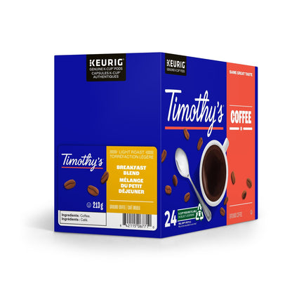 Café en dosettes K-Cup Timothy's Mélange Déjeuner, boîte de 24, pour cafetières Keurig