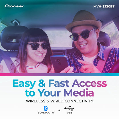 Pioneer MVH-S230BT 1-Din Digital Media Receiver – Bluetooth, USB, 50W x 4 Output, AM/FM Radio, iPhone/Android Compatible, Front/SW (Mono) Selectable RCA Output PIONEER