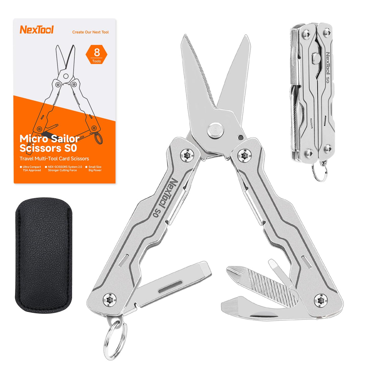 NexTool S0 Micro Sailor Scissors,8-in-1 Mini Keychain Multitool (Silver) 🍁 All In One Marketplace Canada