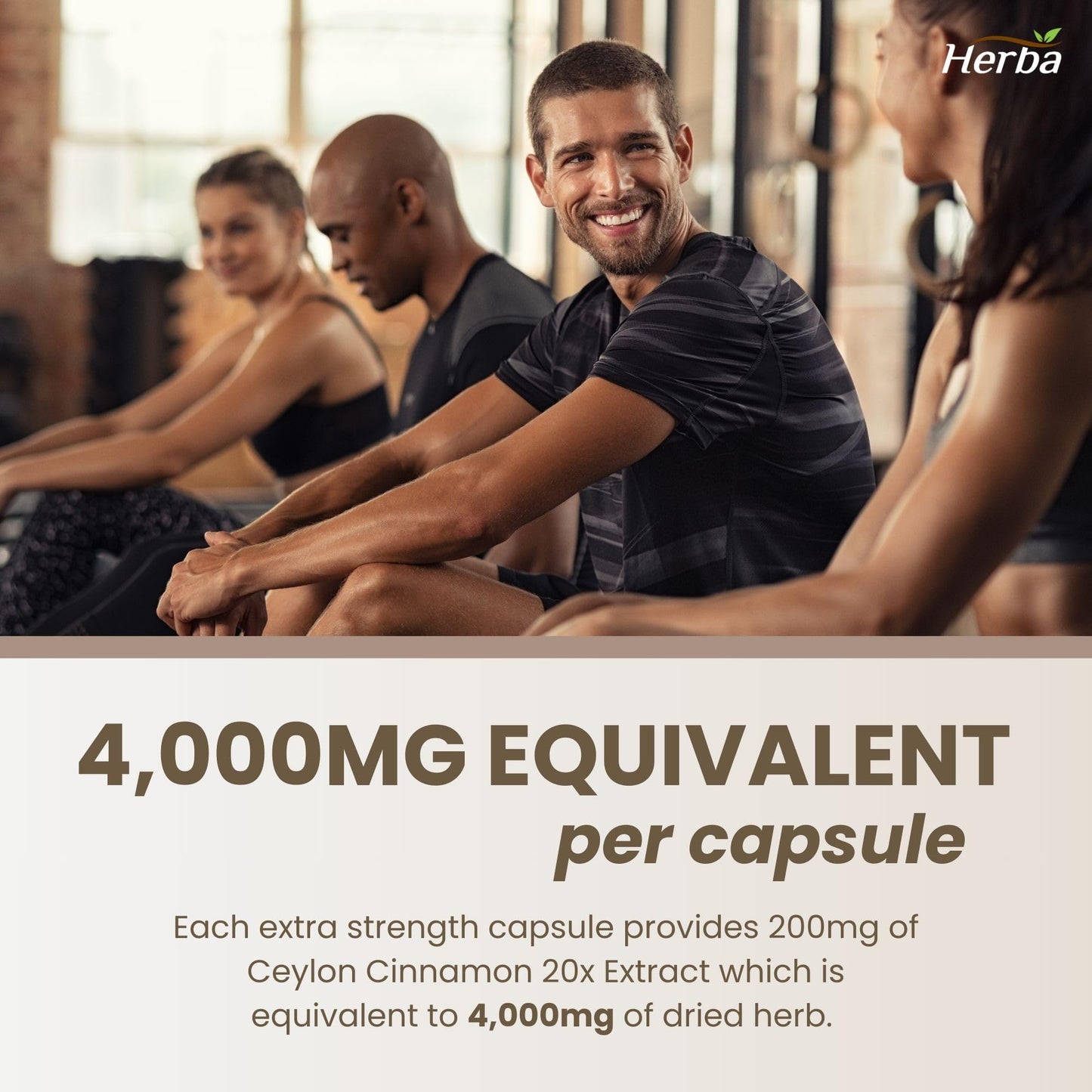 Herba Ceylon Cinnamon Capsules 4000mg - 180 Vegetable Capsules | Powerful 20:1 Extract from Sri Lanka | Equivalent to 4,000mg Dry Ceylon Cinnamon Powder | Made in Canada - Available at All In One Marketplace Canada