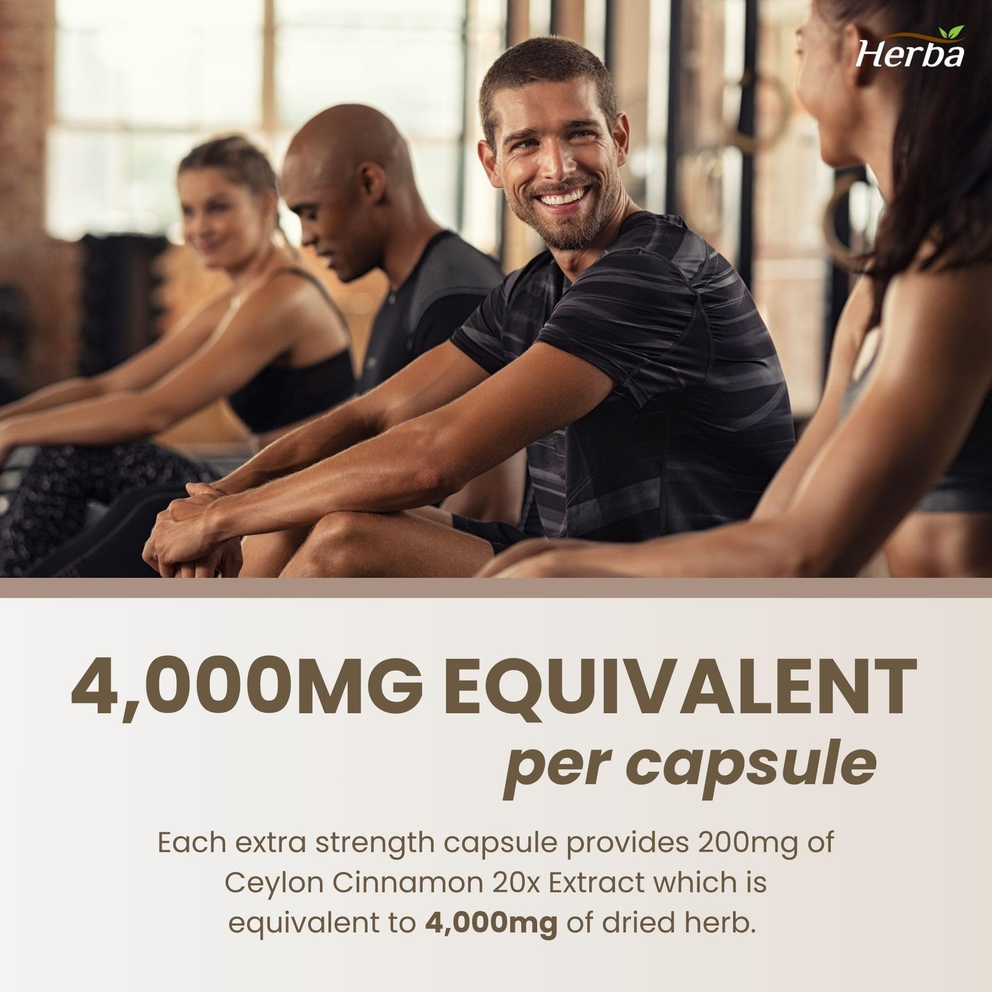 Herba Ceylon Cinnamon Capsules 4000mg - 180 Vegetable Capsules | Powerful 20:1 Extract from Sri Lanka | Equivalent to 4,000mg Dry Ceylon Cinnamon Powder | Made in Canada - Available at All In One Marketplace Canada