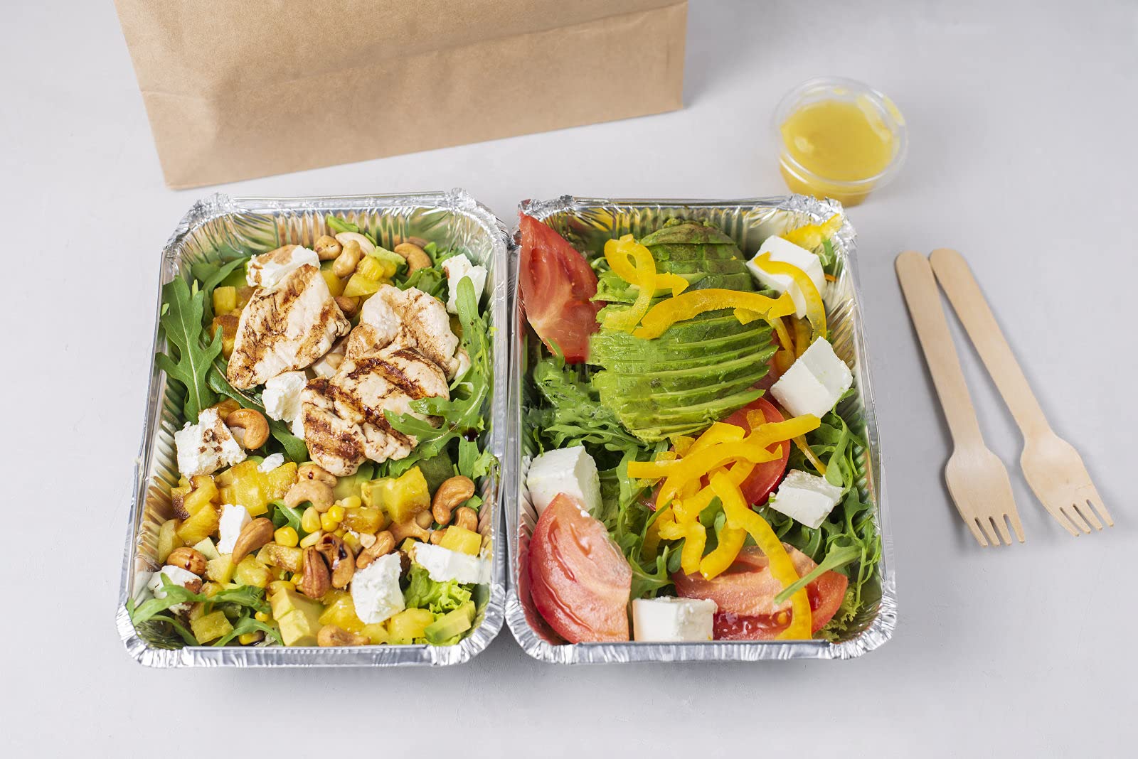 Aluminum Pans with Lids (50-Pack, 8.5"×6") 2.25 LB Capacity Foil Food Containers with Lids - 50 Pans and 50 Cardboard Covers - Disposable Tin Foil Pans - for Baking, Meal Prep and Freezer, Takeout - Available at All In One Marketplace Canada