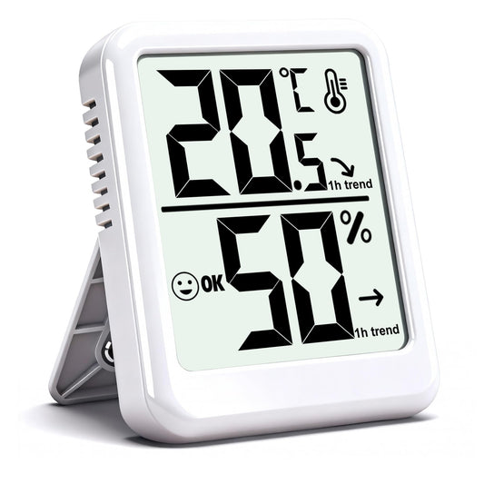 Ayawiss Room Thermometer Indoor Hygrometer with Celsius/Fahrenheit (℃/℉) Switch, Humidity Meter Gauge Digital Temperature and Humidity Sensor Monitor for Home Pets Plants - AAA Battery Included