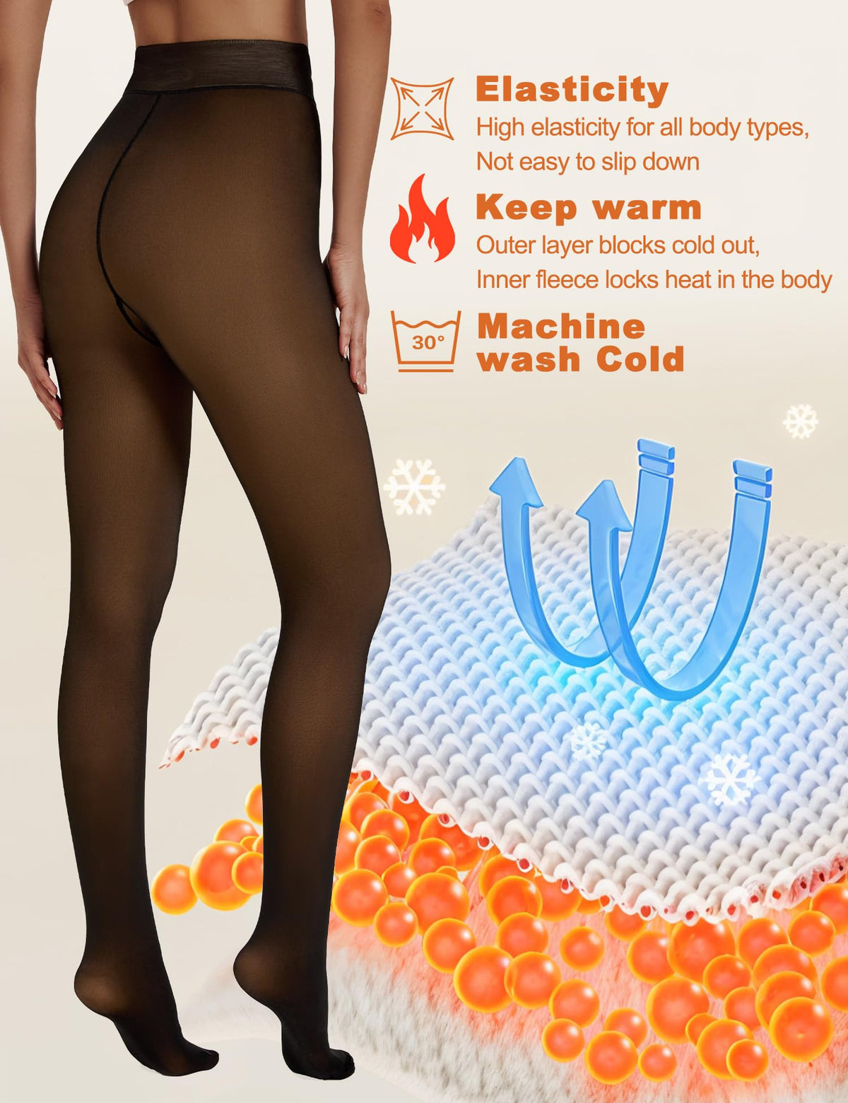 QOMEWA Plus Size Women's Fleece Lined Tights Translucent Winter Tights 🍁 All In One Marketplace Canada