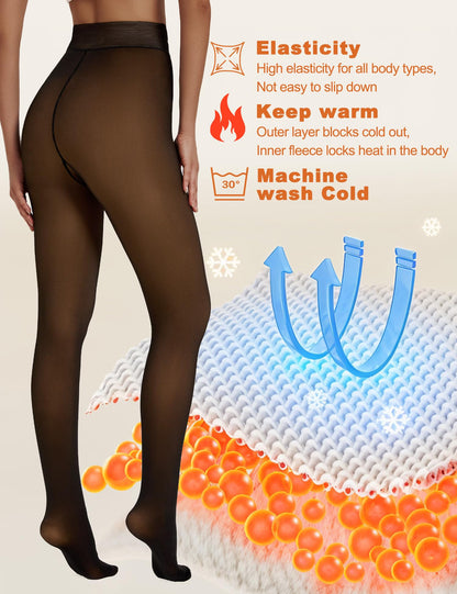 QOMEWA Women's Fleece Lined Tights Semi Opaque Thermal Tights 🍁 All In One Marketplace Canada