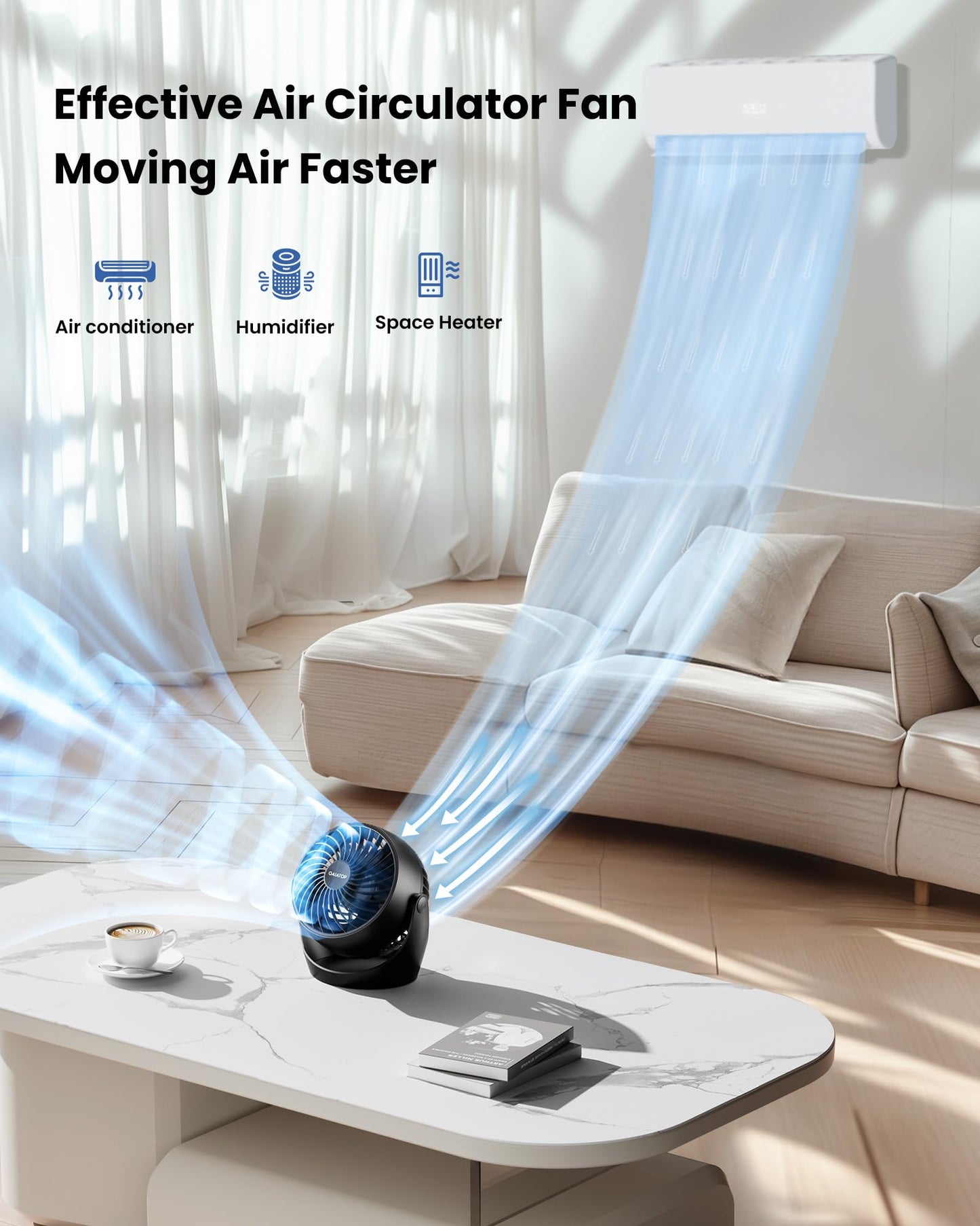 Gaiatop Desk Fan, 5-Inch Portable Electric Table Desktop Air Circulator Fans, Small but Powerful with 3 Speed 360° Adjustable Tilt for Cooling Home Dorm Office Bedroom Bathroom Kitchen，Black - Available at All In One Marketplace Canada
