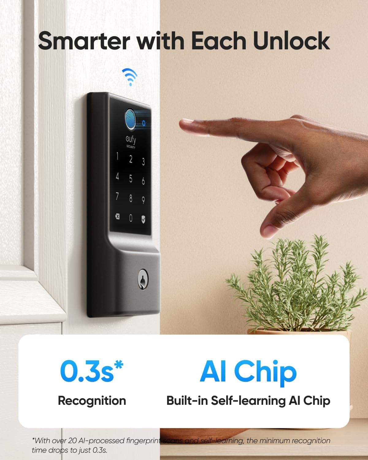 eufy Security Smart Lock C220, Fingerprint Keyless Entry Door Lock, Built-in Wi-Fi, App Remote Control, Front Door Smart Lock Deadbolt, 8Months Battery, Reliable Power, IP53 Waterproof, BHMA Grade 3 - Available at All In One Marketplace Canada