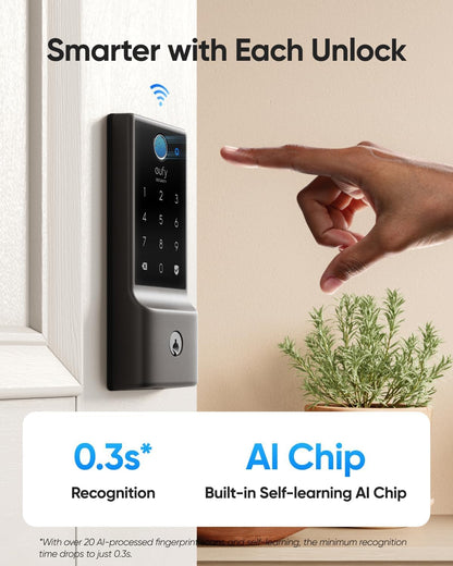 eufy Security Smart Lock C220, Fingerprint Keyless Entry Door Lock, Built-in Wi-Fi, App Remote Control, Front Door Smart Lock Deadbolt, 8Months Battery, Reliable Power, IP53 Waterproof, BHMA Grade 3 - Available at All In One Marketplace Canada