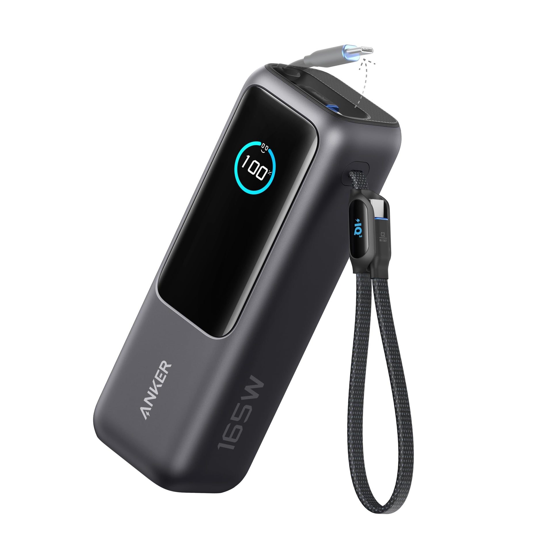 Anker Laptop Power Bank, 25,000mAh Portable Charger with Triple 100W USB-C Ports, Built-in Retractable Cables, Flight-Approved for Travel, iPhone 17/16 Series, MacBook, Samsung, and More - Available at All In One Marketplace Canada