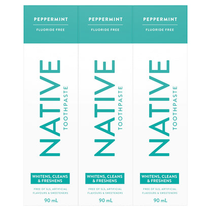Native Fluoride Free Toothpaste, Peppermint Flavor, 90mL 3 Pack 🍁 All In One Marketplace Canada