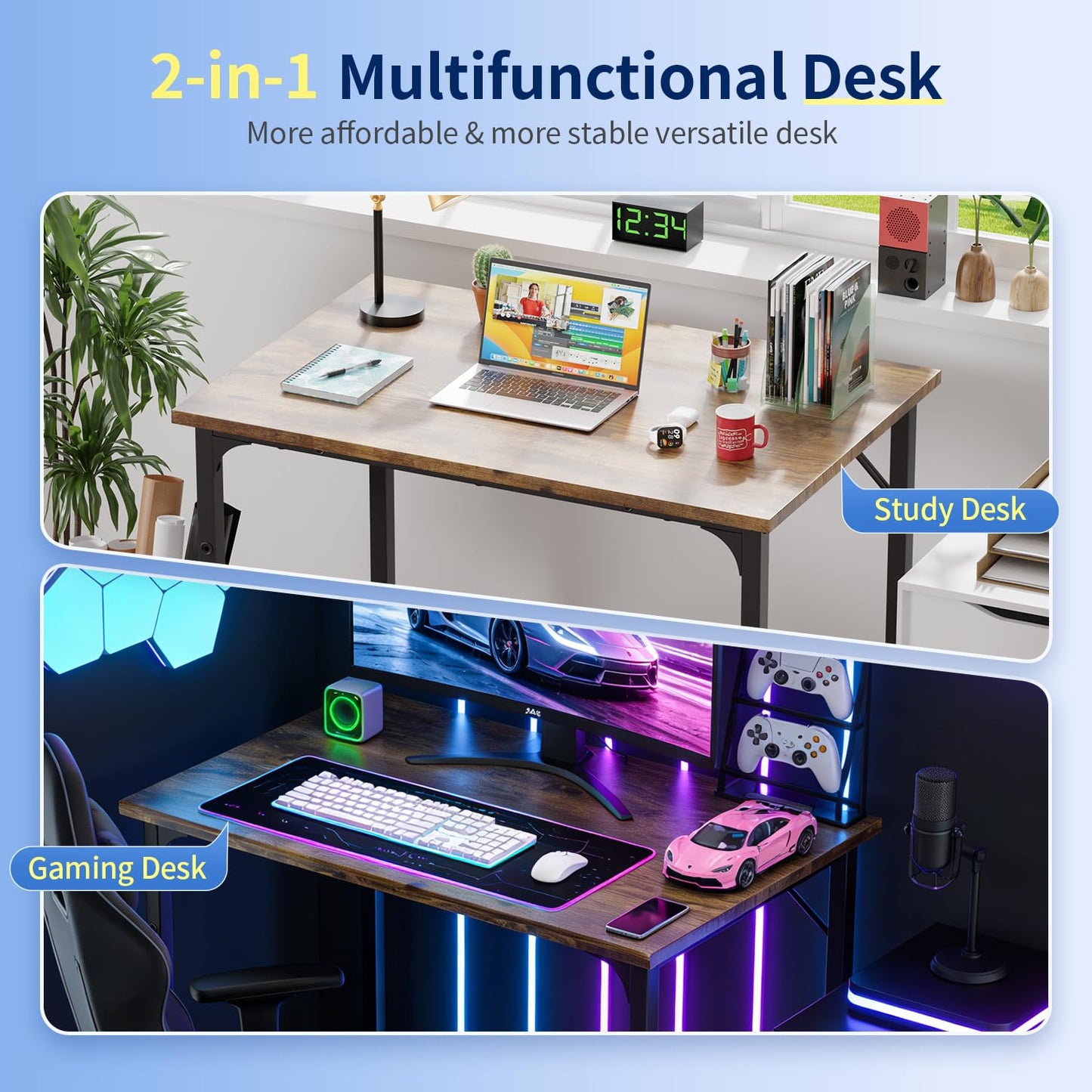 BestOffice Computer Desk,Home Office Desk Writing Study Table Modern Simple Style PC Desk with Metal Frame for Home Office BestOffice