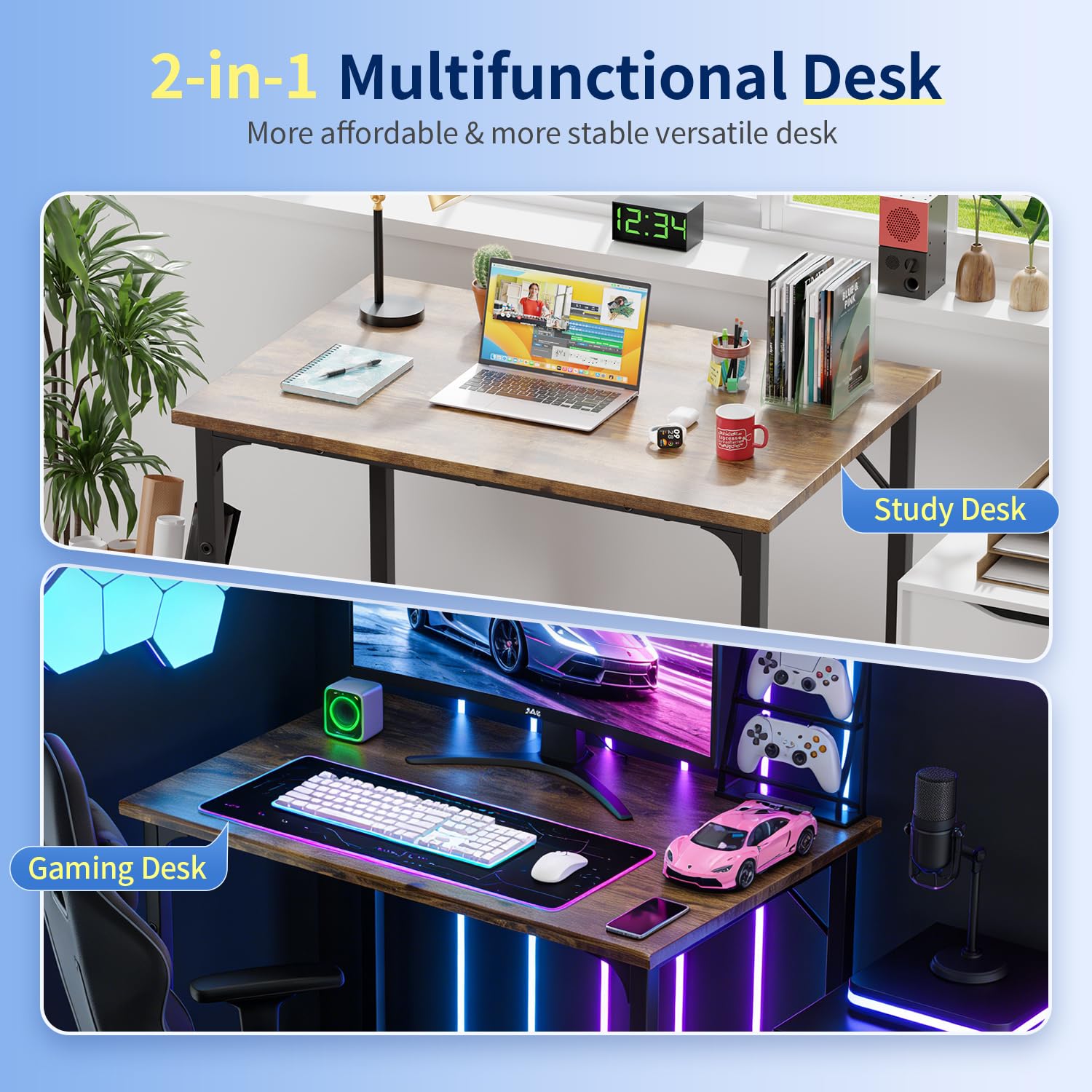 BestOffice Computer Desk,Home Office Desk Writing Study Table Modern Simple Style PC Desk with Metal Frame for Home Office BestOffice