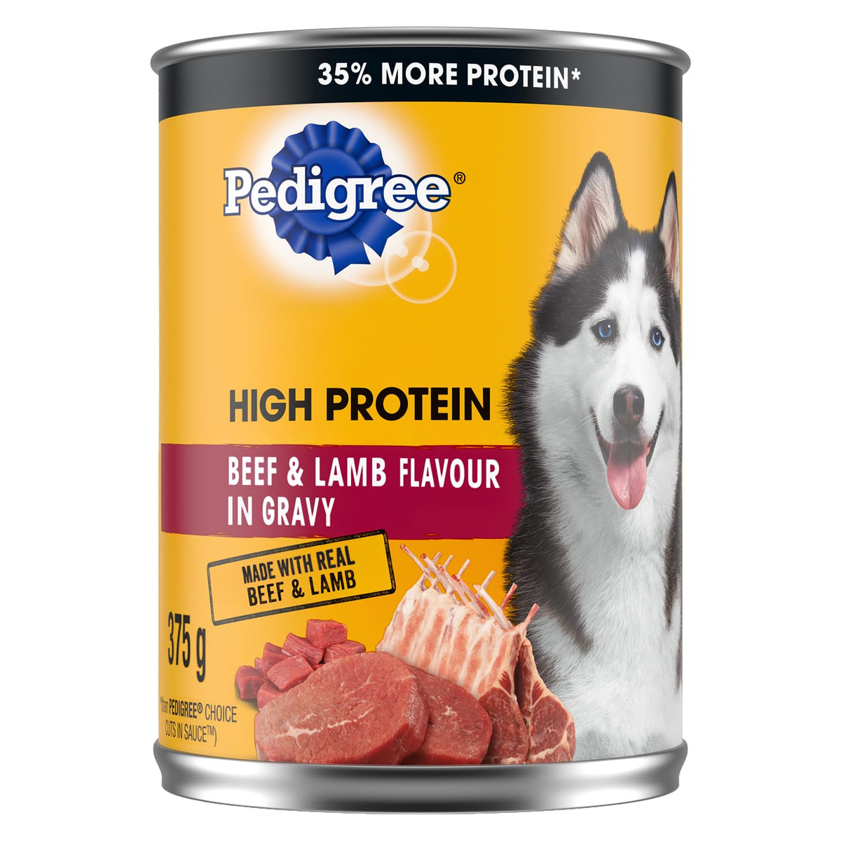 PEDIGREE High Protein Wet Dog Food, Beef & Lamb Flavour, 375g (12 pack)