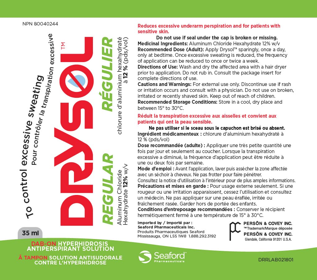 DRYSOL 12% Regular Strength - Clinical Strength Antiperspirant - Aluminum Chloride Hexahydrate - Moderate Sweating Control - For Men and Women - Available at All In One Marketplace Canada