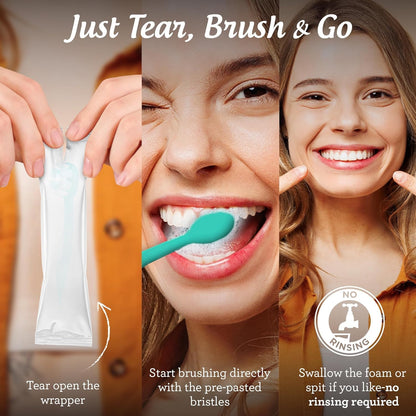 GuruNanda Disposable Travel Toothbrush 1.0, Fluoride Free Toothpaste, 70 ct