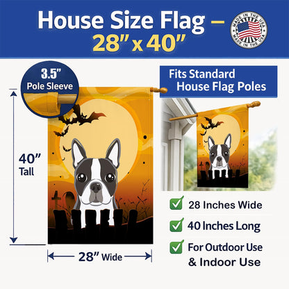 Drapeau de maison en toile Caroline's Treasures BB1761CHF Halloween Boston Terrier, multicolore, grand