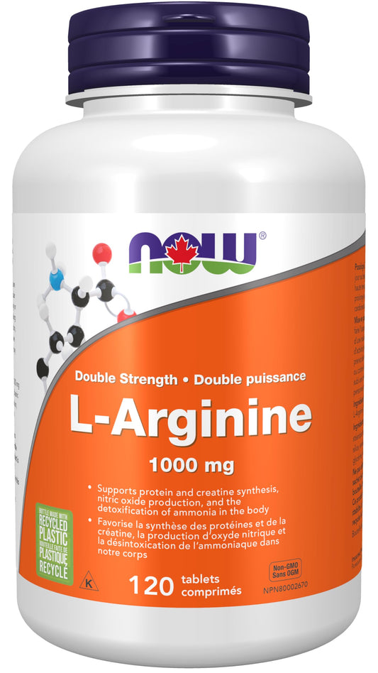 NOW Supplements, L-Arginine 1,000 mg, Nitric Oxide Precursor, Amino Acid, 120 Tablets - Available at All In One Marketplace Canada