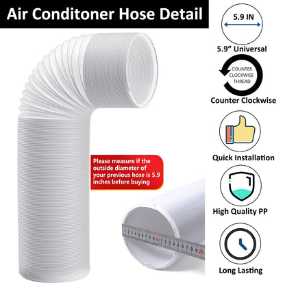 FUBININA 80" Portable Air Conditioner Hose, AC Hose with 5.9" Diameter, Anti-Clockwise Thread AC Exhaust Hose for Portable AC Vent Replacement Tube Compatible with LG Air Conditioner Part - Available at All In One Marketplace Canada