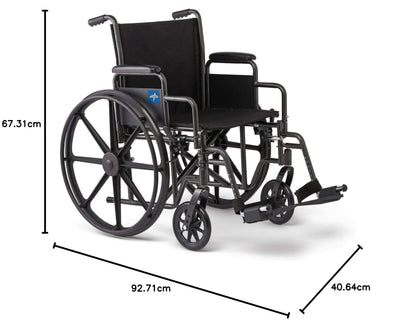 Medline Strong and Sturdy Wheelchair with Desk-Length Arms and Swing-Away Leg Rests for Easy Transfers, 16” Seat (K1166N22S)