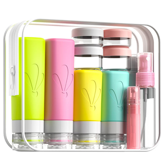 INSFIT 17 Pack Travel Bottles for Toiletries, TSA Approved 90ml 60ml Travel Size Toiletries, BPA Free Leak Proof Squeezable Silicone Tubes Travel Essentials for Shampoo Conditioner Lotion Soap