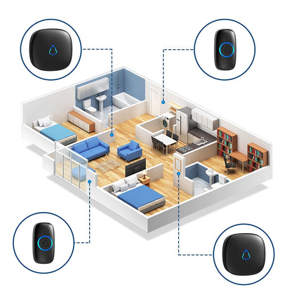 SECRUI Wireless Doorbell, Easy Installation, Adjustable Volumes, 58 Chimes, 1000Ft Operating Range, LED Indicator, Black