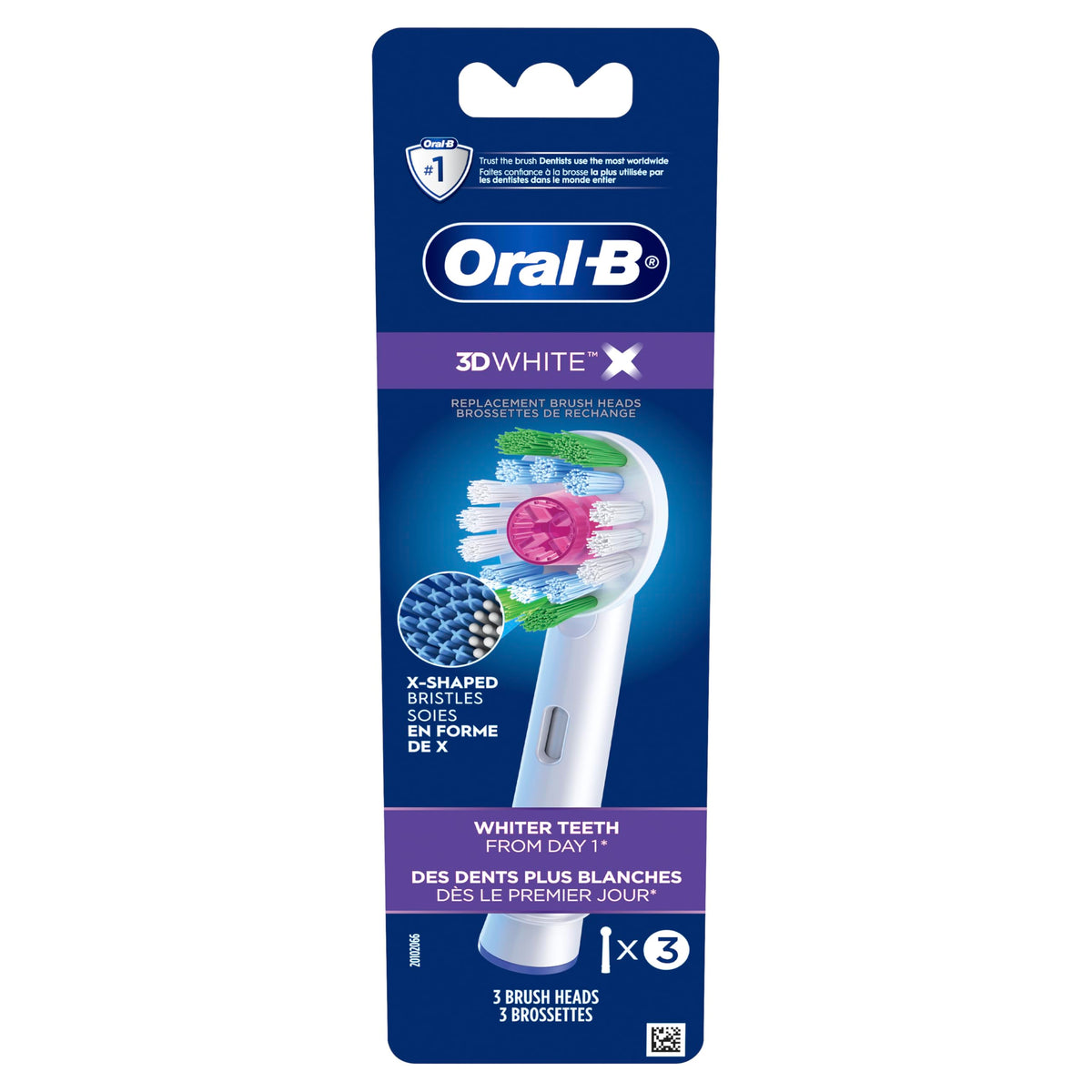 Oral-B 3D White X-Filament Replacement Brush Heads, 3 Count