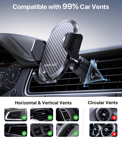Miracase [2026 Upgraded Strong Military Grade Suction Cup] Car Phone Holder for Cars Dashboard Windscreen Air Vent Desk, 4 in 1 Mobile Phone Mount Automobile Cradle Stand for All Smartphones