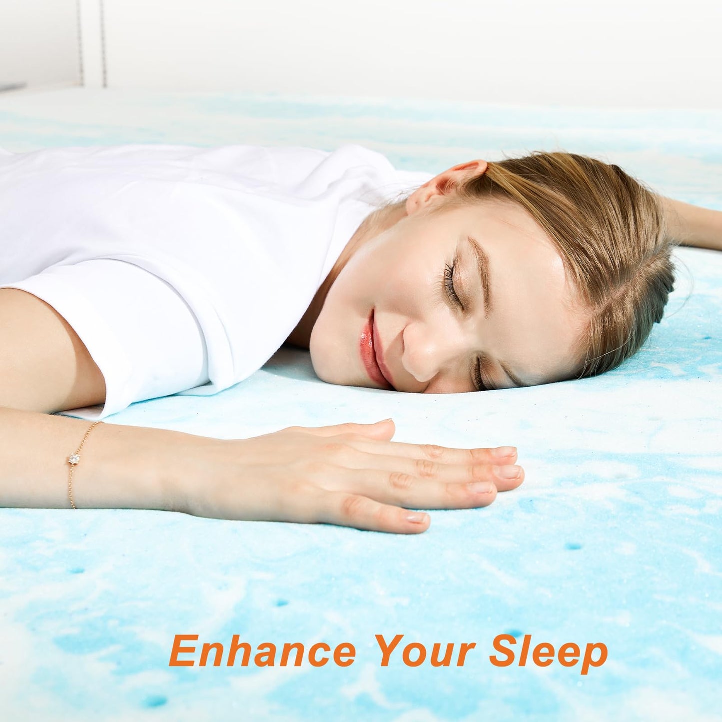 Sweetcrispy 3 Inch Twin Memory Foam Mattress Topper, Blue Sweetcrispy