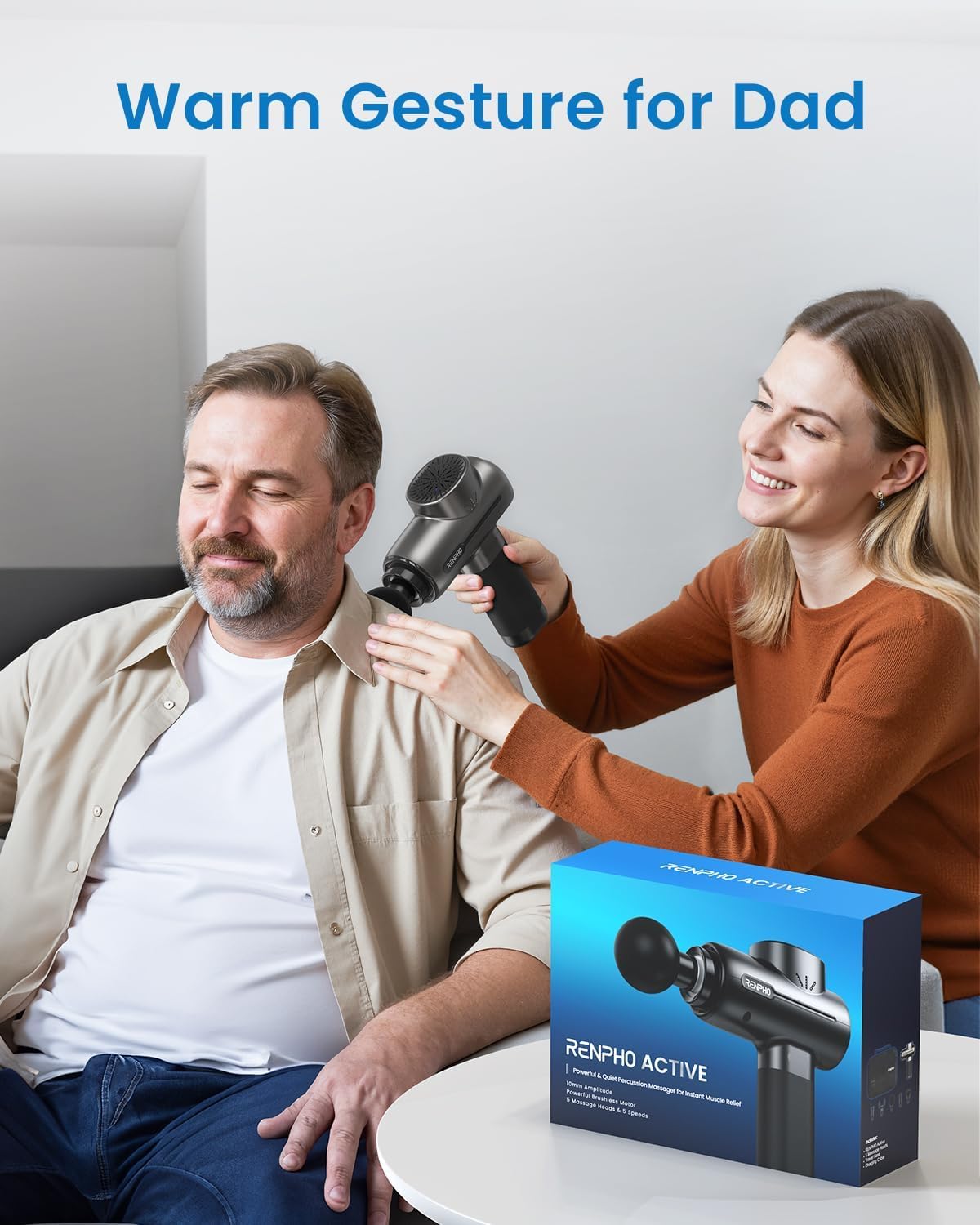 RENPHO Massage Gun, Powerful Massager Gun for Athletes, Percussion Massage Gun, Portable Hand held Electric Massager for Back, Carry Case, Gifts for Men Women, Active - Available at All In One Marketplace Canada